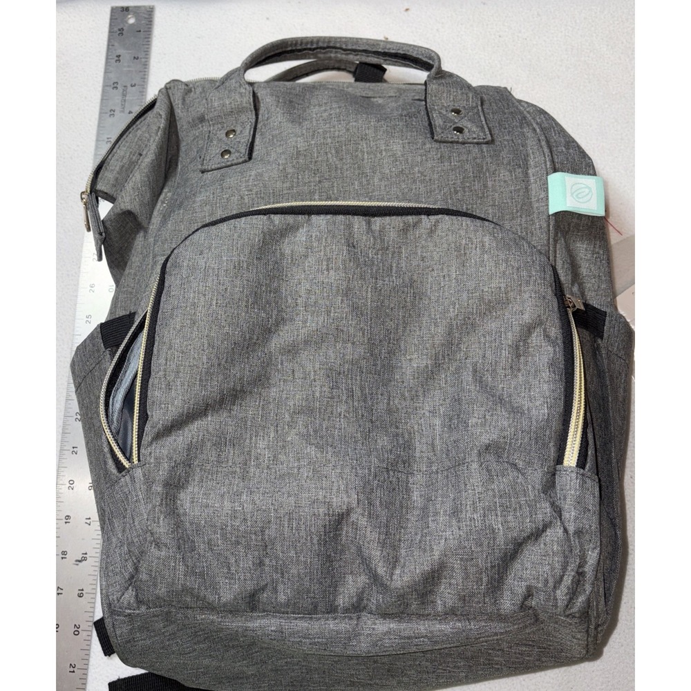 AFBP Grey Diaper Bag Breast Pump Insulated Backpack Pockets Multi-Function